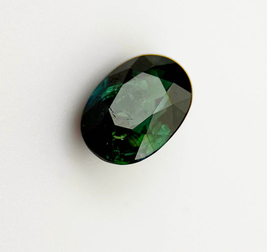 2.12 carat bluish-green sapphire, VS clarity, untreated and unheated