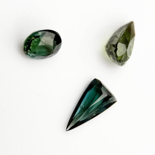 3.5 carat parcel of blue and green sapphires, VVS to VS clarity, untreated and unheated