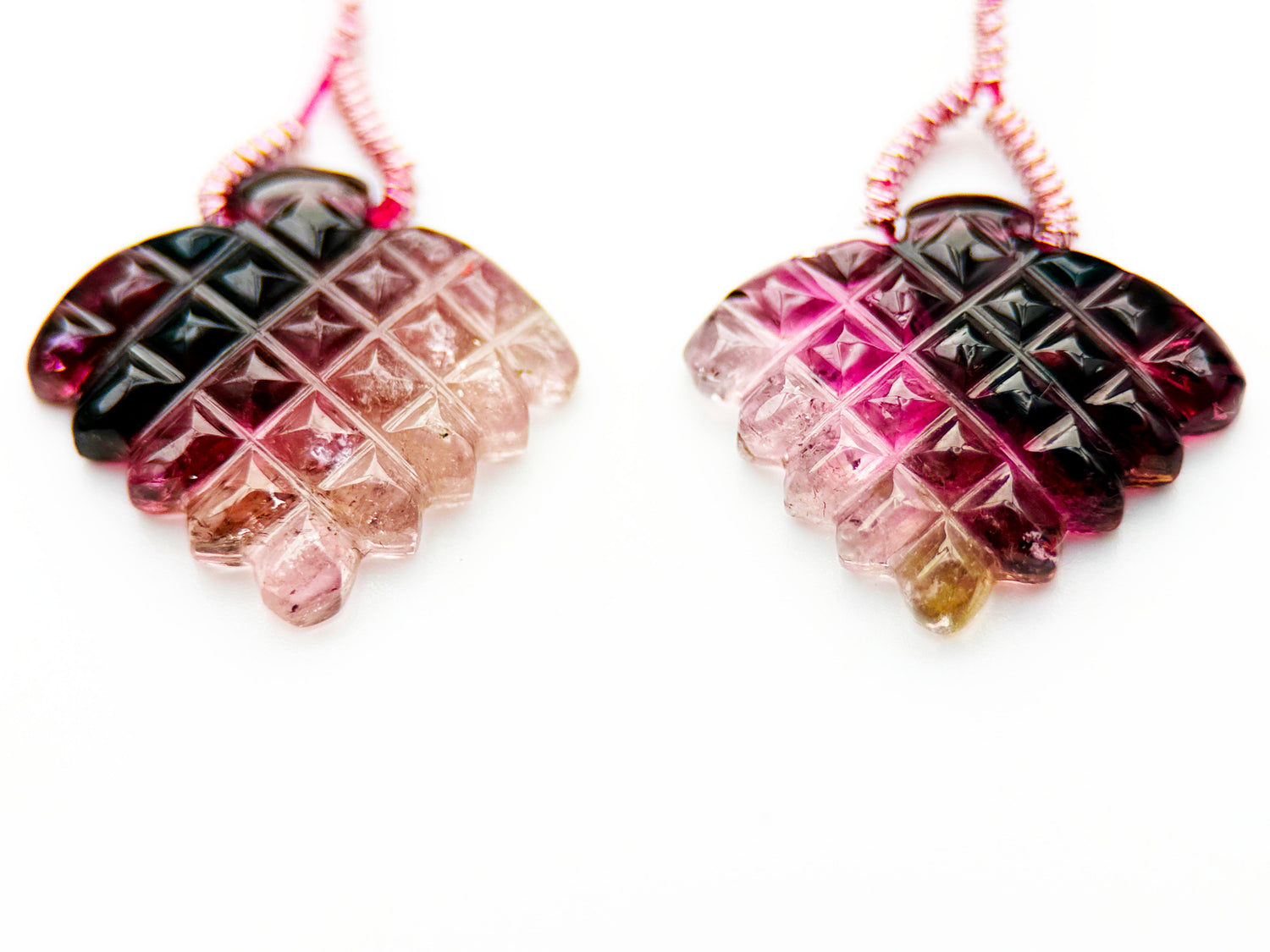 19.10 carat matched pair of hand-carved tourmalines from Arizona, IF clarity